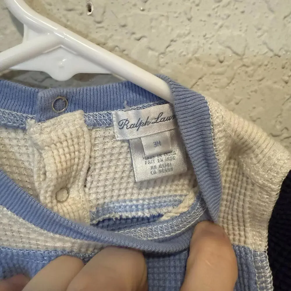 NWOT Ralph Lauren 1967 RARE Baby One Piece Designer‎ Waffle Lined Size 3 Months